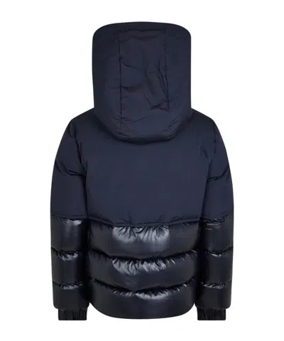 Moncler Logo Patch Down Jacket In Blue