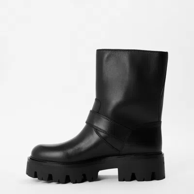 Prada Solid Color Biker Boots In Animal Print