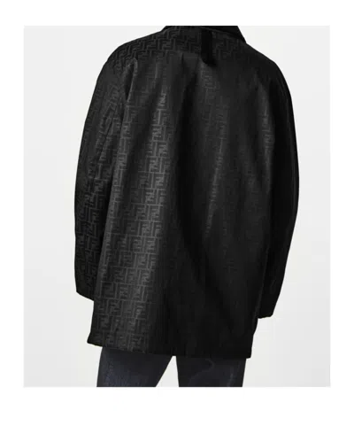 Fendi Embroidered Canvas Jacket For Men In Black