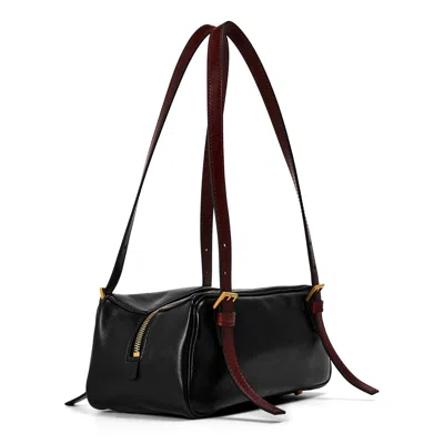 Versace Small Leather Shoulder Bag In Black