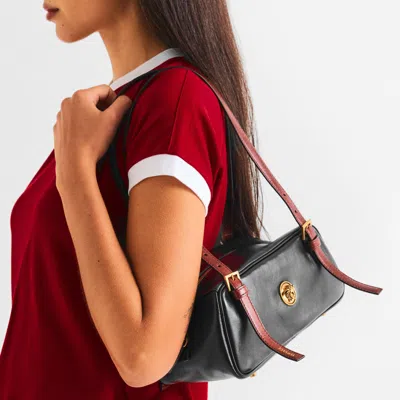 Versace Small Leather Shoulder Bag In Black
