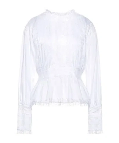 Dolce & Gabbana Solid Lace Long Sleeve Top In White