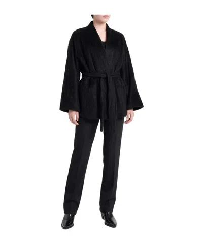Max Mara Belted Coat In Black