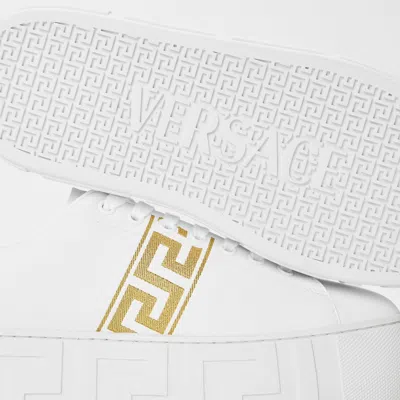 Versace La Greca Embroidered Platform Sneakers In White
