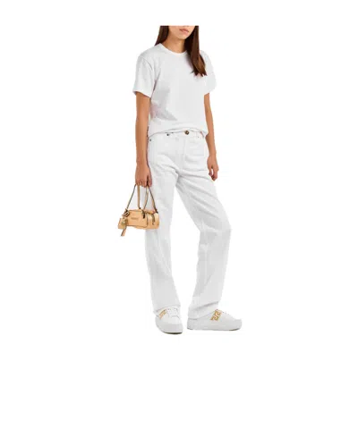 Versace La Greca Embroidered Platform Sneakers In White