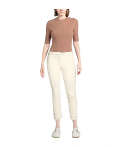 Max Mara Solid Color Twill Stretch Pants In White