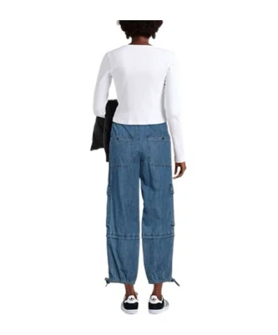 Isabel Marant Étoile Medium Blue Drawstring Cargo Jeans In Blue