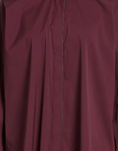Brunello Cucinelli Woman Shirt Burgundy Size Xs Cotton, Polyamide, Elastane In Red