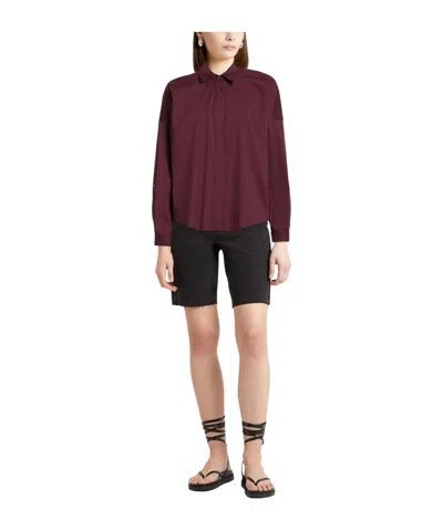 Brunello Cucinelli Woman Shirt Burgundy Size Xs Cotton, Polyamide, Elastane In Red