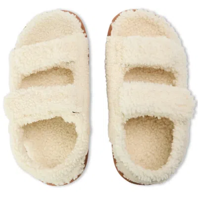 Moon Boot Platform Sandals Double Straps Shearling Upper In White