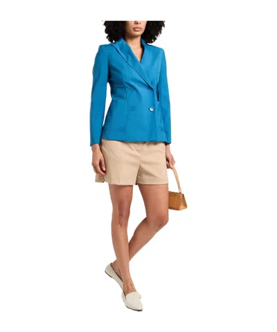 Weekend Max Mara Minimalist Wool Blazer In Blue