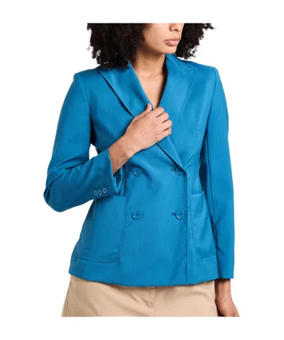 Weekend Max Mara Minimalist Wool Blazer In Blue