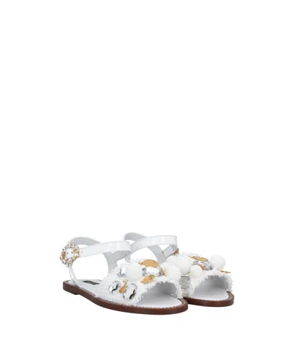Dolce & Gabbana Solid Color Sandals In White
