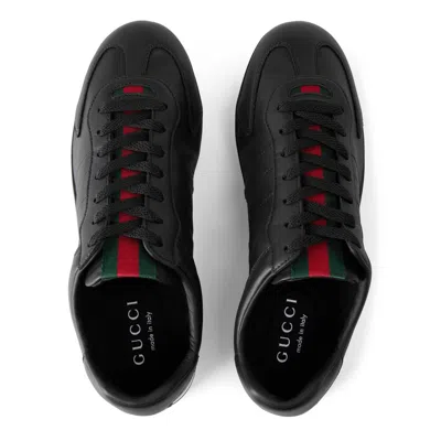 Gucci Leather Upper And Rubber Sole Sneaker In Black