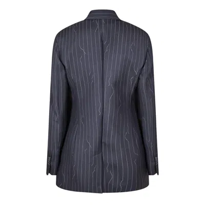 Off-white Pinstripe Jacket In Blue