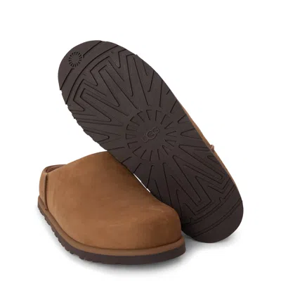 Ugg Matte Finish Smooth Rounded Toe Clogs In Brown