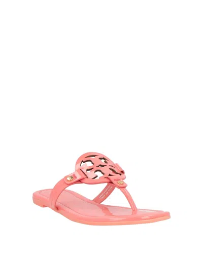 Tory Burch Woman Thong Sandal Coral Size 6.5 Leather In Pink
