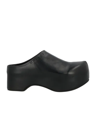 Marni Matte Finish Clog With Elevated Platform In Black