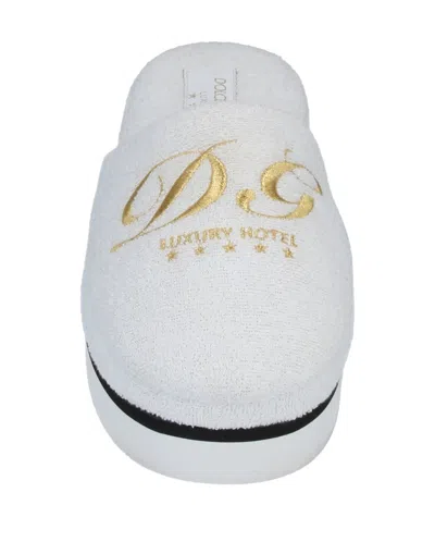 Dolce & Gabbana Solid Color Terry Cloth Slippers In White