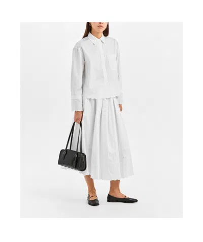 Weekend Max Mara Solid Color Long Sleeve Shirt In White