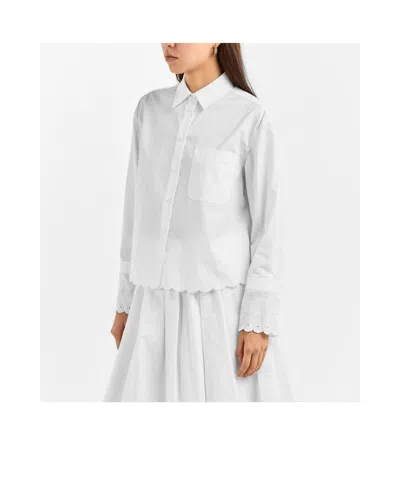 Weekend Max Mara Solid Color Long Sleeve Shirt In White