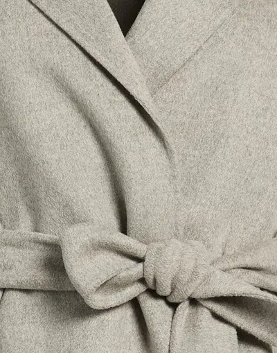 Max Mara Belted Coat In Silver