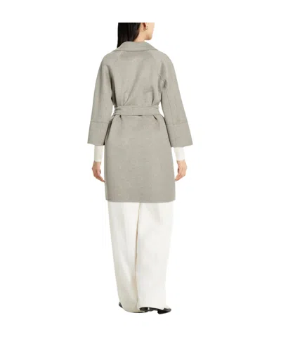 Max Mara Belted Coat In Silver