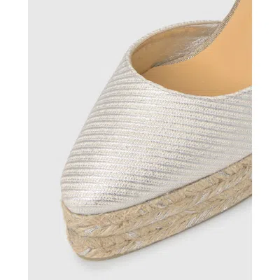 Castañer Neutrals Joyce Pointed Jute Platform Sandals In Silver