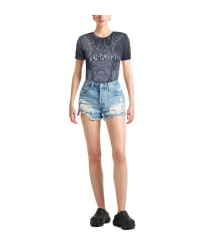 Diesel Multicolor Print Short Sleeve T-shirt In Charcoal-grey