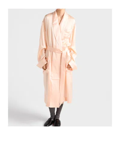 Prada Silk Robe In Peach
