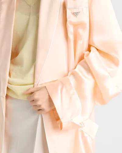 Prada Silk Robe In Peach