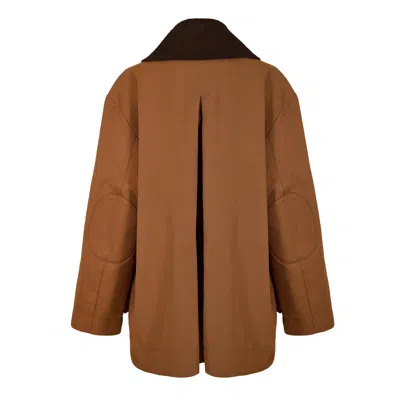 Ganni Short Coat In Brown