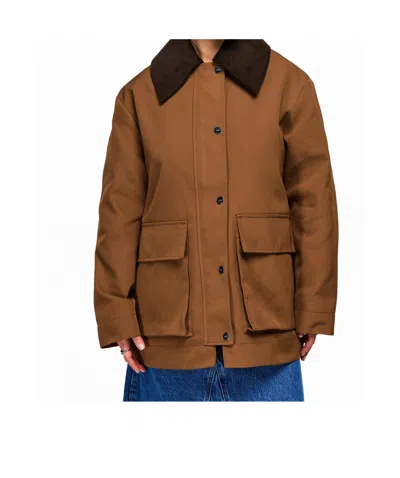 Ganni Short Coat In Brown