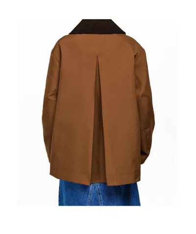Ganni Short Coat In Brown