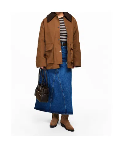 Ganni Short Coat In Brown