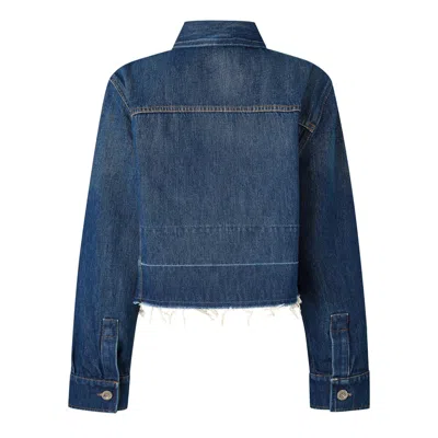 Givenchy Cropped Raw-edge Cotton Denim Jacket In Blue