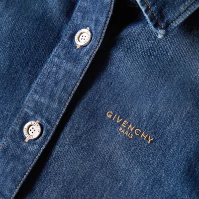 Givenchy Cropped Raw-edge Cotton Denim Jacket In Blue