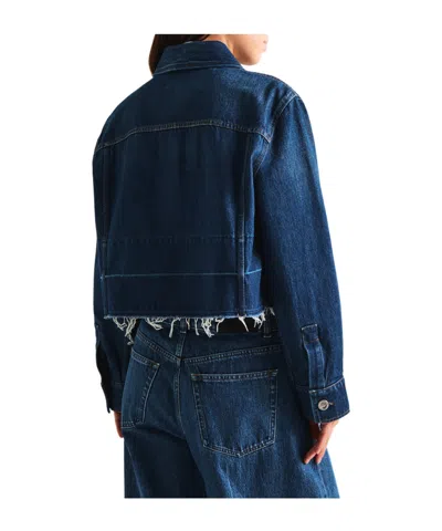 Givenchy Cropped Raw-edge Cotton Denim Jacket In Blue