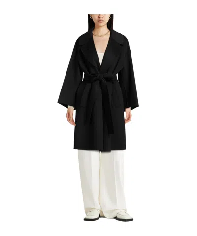 Max Mara Long Wool Coat In Black