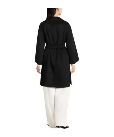 Max Mara Long Wool Coat In Black