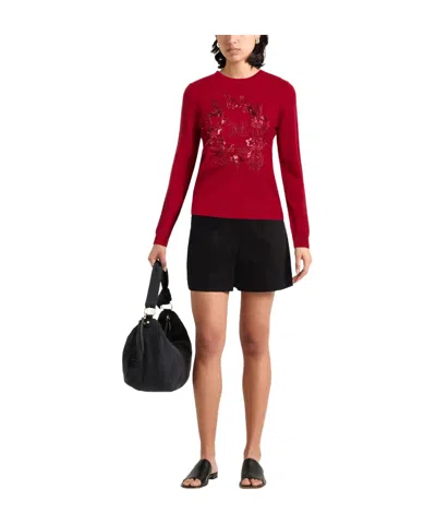 Max Mara Simple Knitted Top In Red