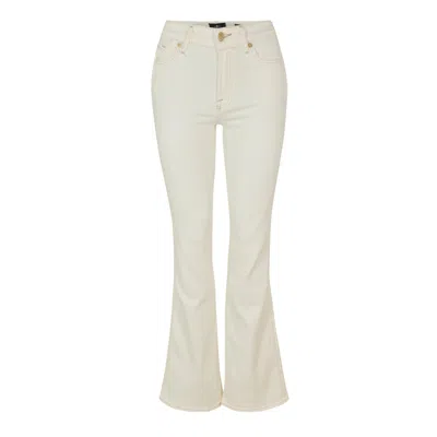 7 For All Mankind Dojo Tailorless White Shell Flare Leg Jean In White