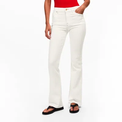 7 For All Mankind Dojo Tailorless White Shell Flare Leg Jean In White