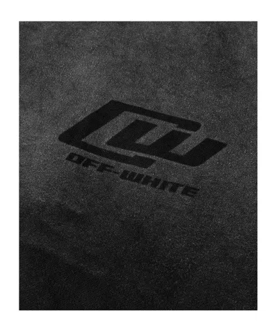 Off-white Washed Logo Denim Bomber Jacket In Black