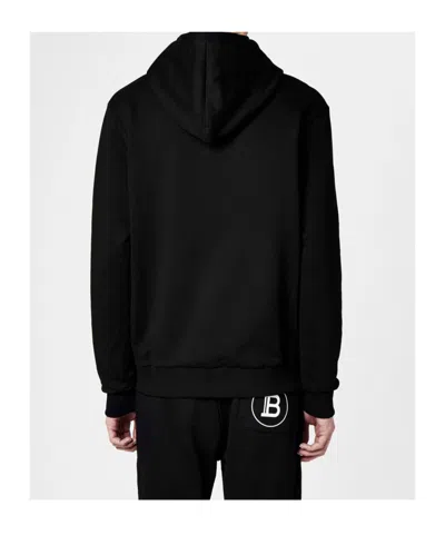 Balmain Logo Printed Drawstring Sweatshirt In Black