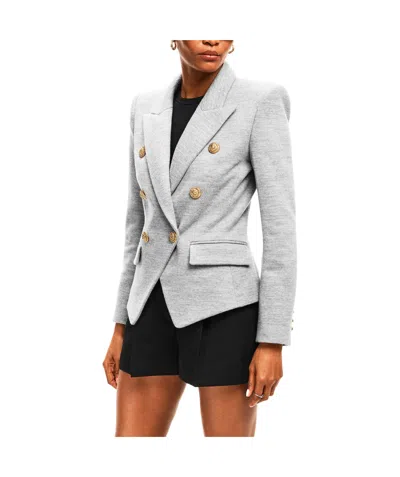Balmain Wool-blend Jersey Double-breasted Blazer In Gray