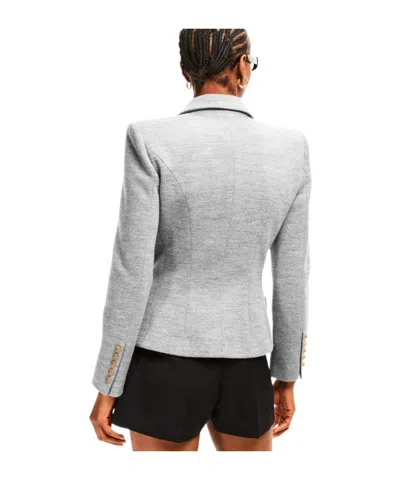 Balmain Wool-blend Jersey Double-breasted Blazer In Gray