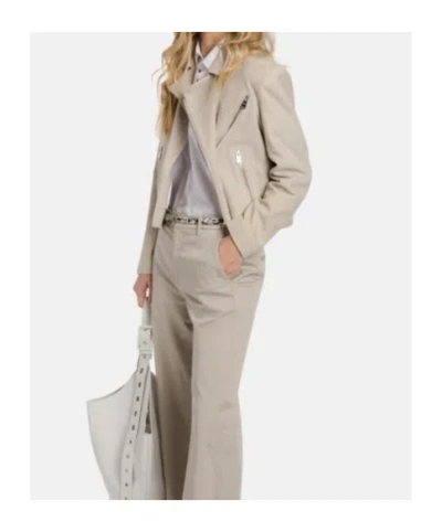 Dondup Long-sleeved Leather Jacket In Neutral