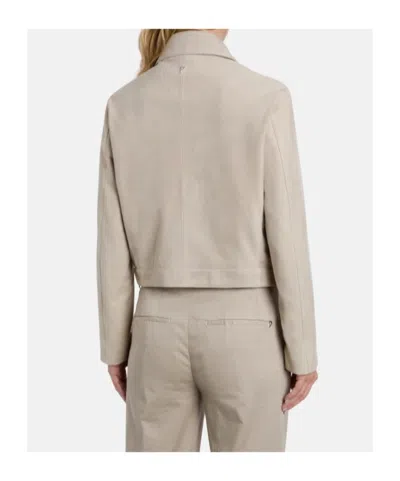 Dondup Long-sleeved Leather Jacket In Neutral
