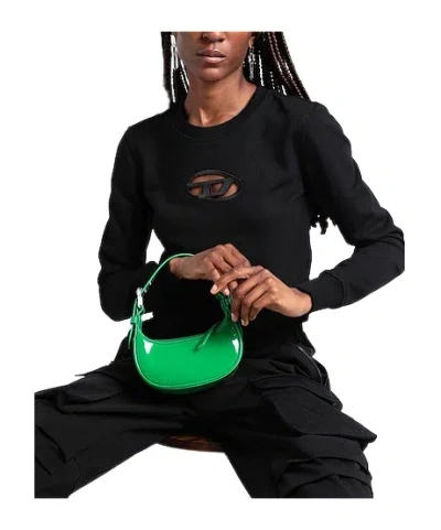Diesel Solid Cropped Sweatshirt In Black